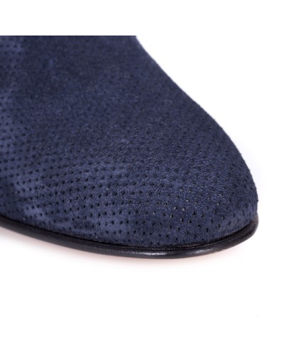 Granatowe zamszowe półbuty męskie