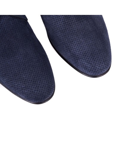 Granatowe zamszowe półbuty męskie