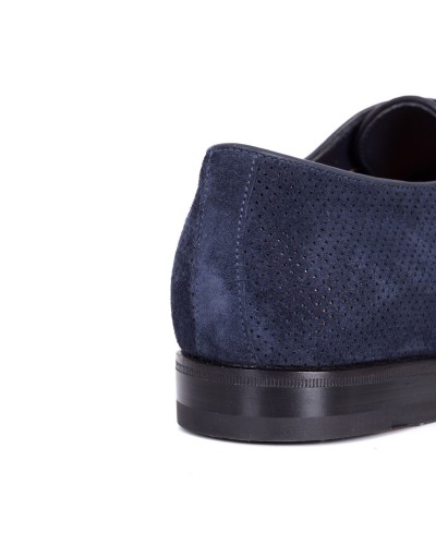 Granatowe zamszowe półbuty męskie