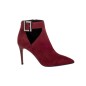 Bordowe zamszowe botki damskie na szpilce