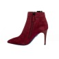 Bordowe zamszowe botki damskie na szpilce