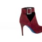 Bordowe zamszowe botki damskie na szpilce