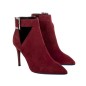 Bordowe zamszowe botki damskie na szpilce