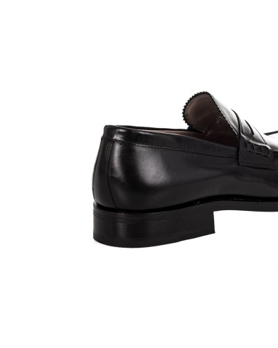 Czarne skórzane mokasyny męskie