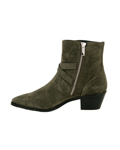 Zamszowe botki damskie kwobojki w kolorze khaki