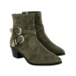 Zamszowe botki damskie kwobojki w kolorze khaki