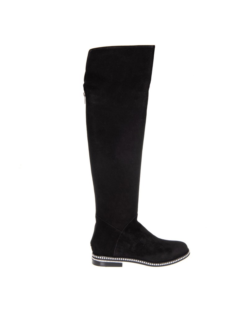 Czarne zamszowe kozaki damskie