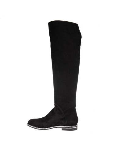 Czarne zamszowe kozaki damskie