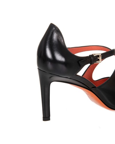 Czarne skórzane sandały damskie