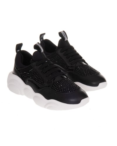 Czarne skórzane buty sportowe damskie