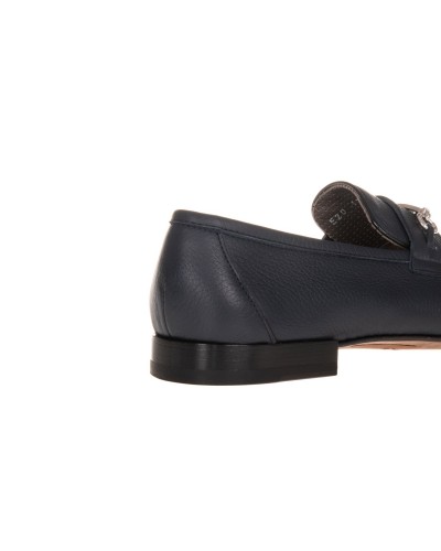 Granatowe skórzane mokasyny męskie