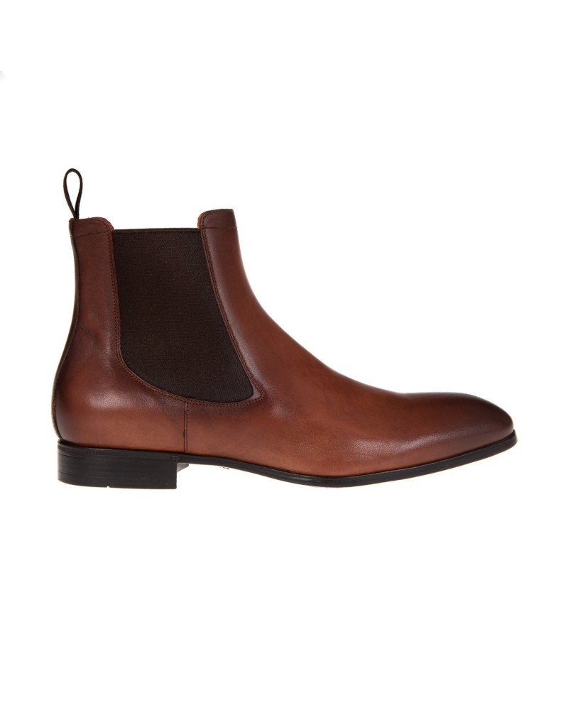 Brązowe skórzane botki męskie