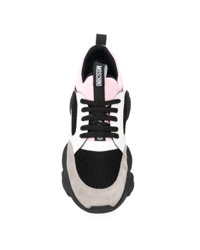 Szaro biało różowe zamszowe sneakersy