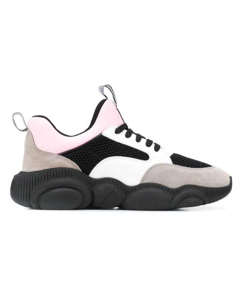 Szaro biało różowe zamszowe sneakersy