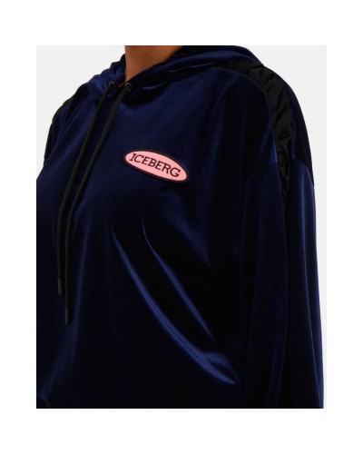 Granatowa welurowa bluza
