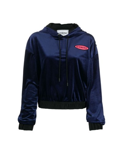 Granatowa welurowa bluza