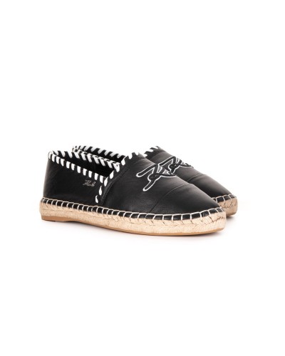 Czarna skórzane espadryle
