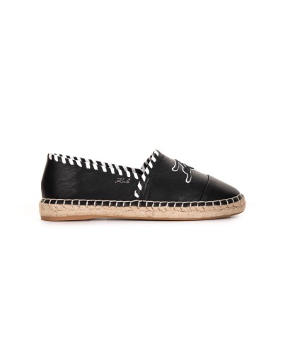 Czarna skórzane espadryle