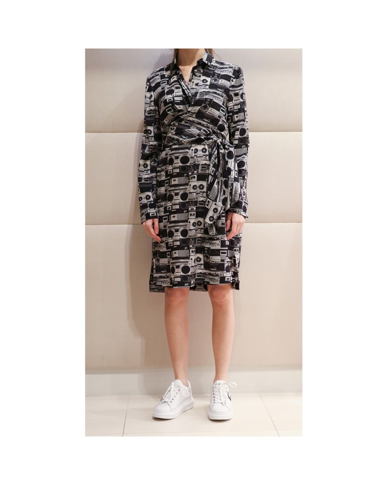 Czarno szara sukienka szmizjerka