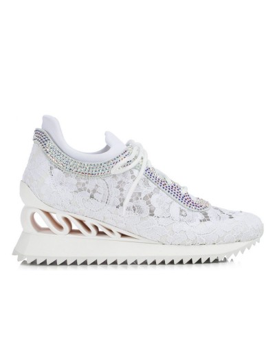 Białe sneakersy na koturnie 6 cm
