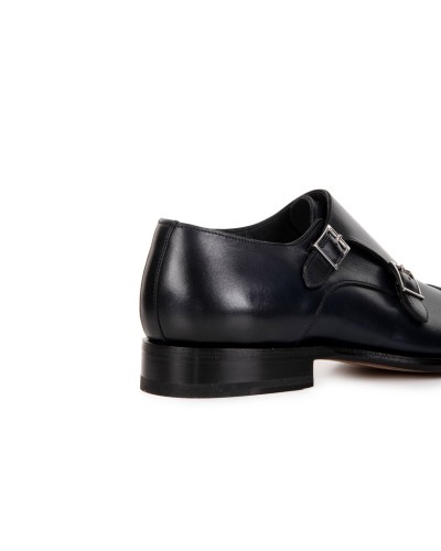 Granatowe skórzane półbuty męskie