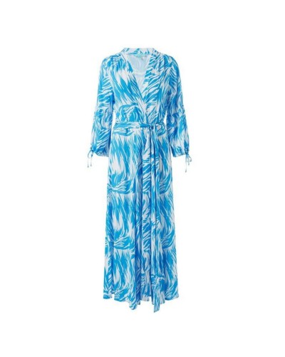 Niebiesko biała długa sukienka