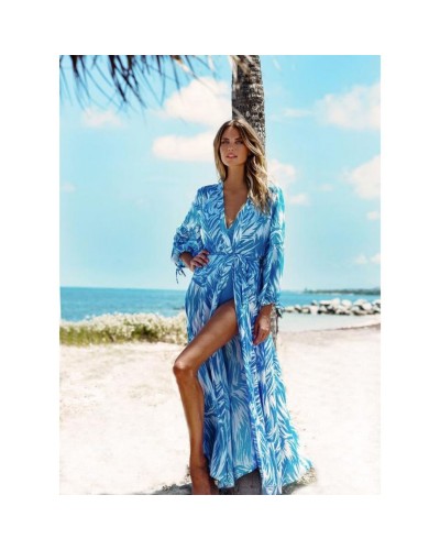 Niebiesko biała długa sukienka