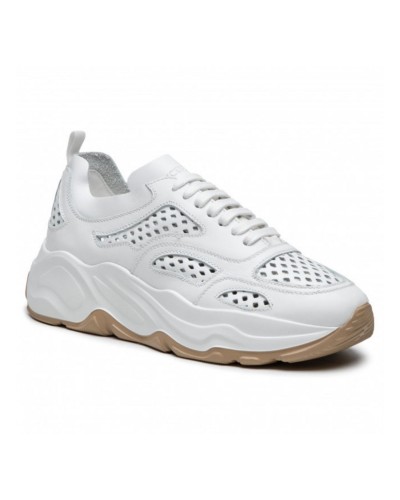Białe skórzane sneakersy damskie