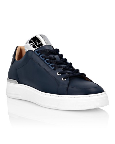 Granatowe skórzane sneakersy męskie