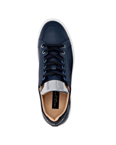 Granatowe skórzane sneakersy męskie