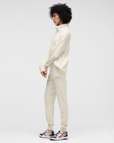 Beżowe dresowe spodnie dzianinowe
