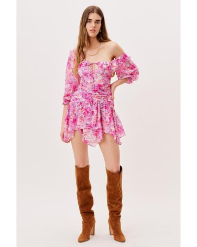 Różowa sukienka mini w print