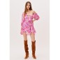 Różowa sukienka mini w print