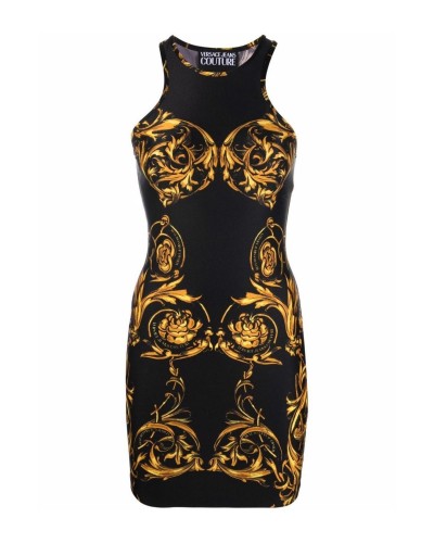 Czarna sukienka mini w print