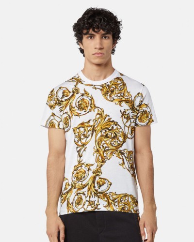 Biały t-shirt męski w print