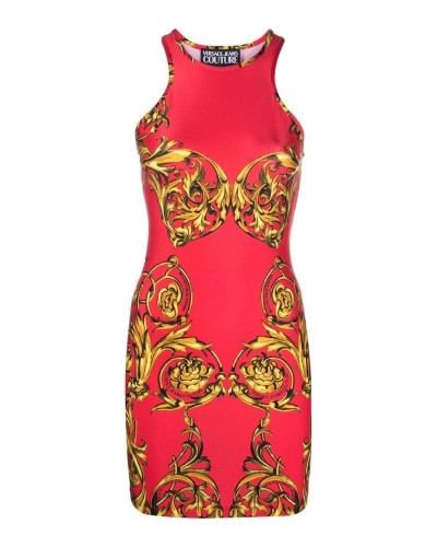 Czerwona sukienka mini w print
