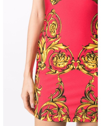 Czerwona sukienka mini w print