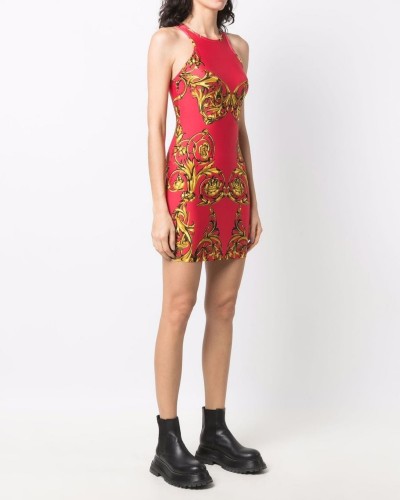 Czerwona sukienka mini w print