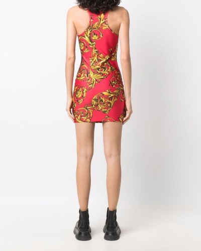 Czerwona sukienka mini w print