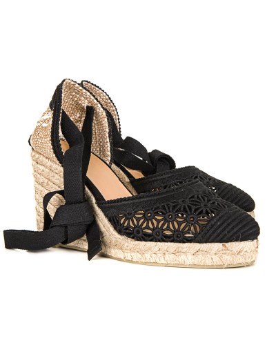 Espadryle na koturnie czarne