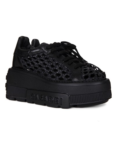 Sneakersy na platformie czarny
