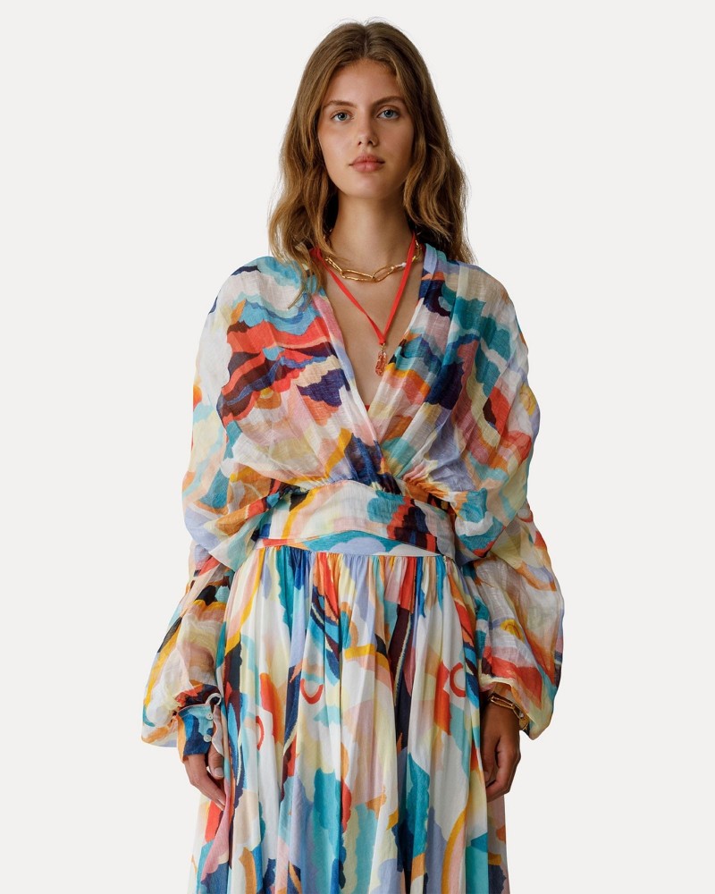 Jedwabna bluzka w kolorowy print