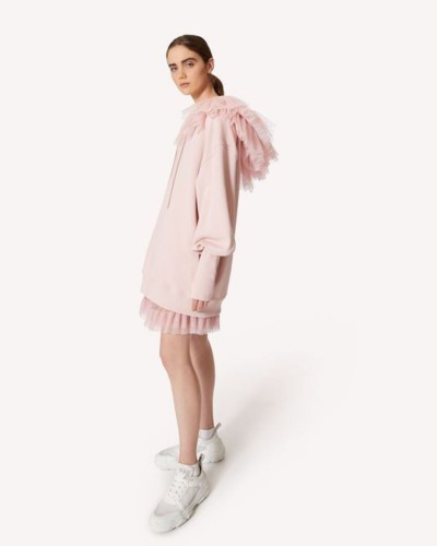Bluza z tiulowym kapturem