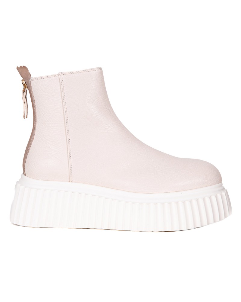 Kremowe botki na podeszwie 5 cm