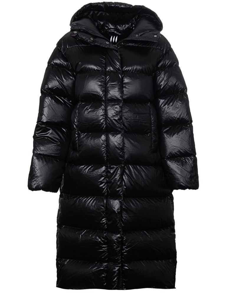 Kurtka puchowa czarna długa