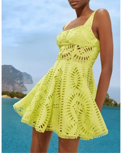 Limonkowa sukienka mini