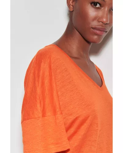 pomaranczowy-lniany-t-shirt-luisa-cerano-398130-7687-0646