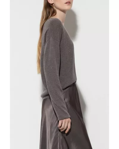 Ciemnoszary sweter z dżetami