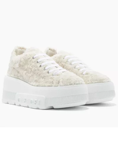 Sneakersy na platformie z eko futrem