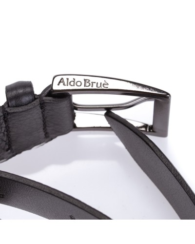 Czarny skórzany pasek męski do spodni